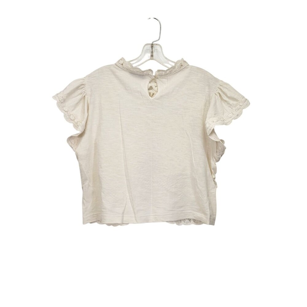 Ollari New York Lace Embroidered Short Sleeve Blouse XL White 100% Cotton Shell - Picture 2 of 6